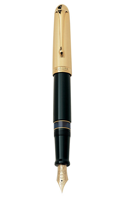 Bút máy Aurora 88 Black Barrel Gold Plated Cap Piston 