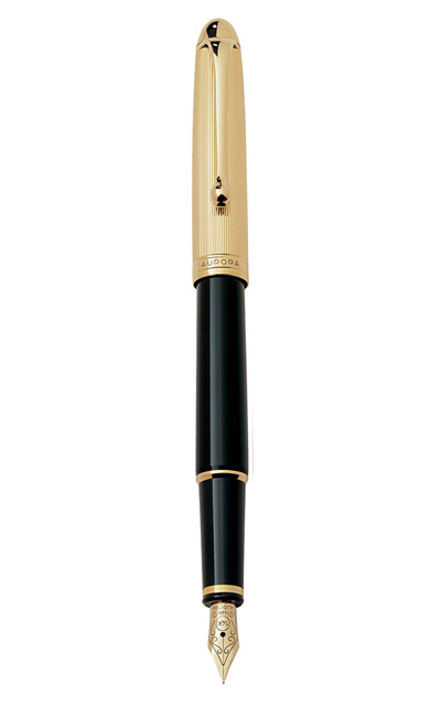 Bút máy Aurora 88 Black Barrel Gold Plated Cap 