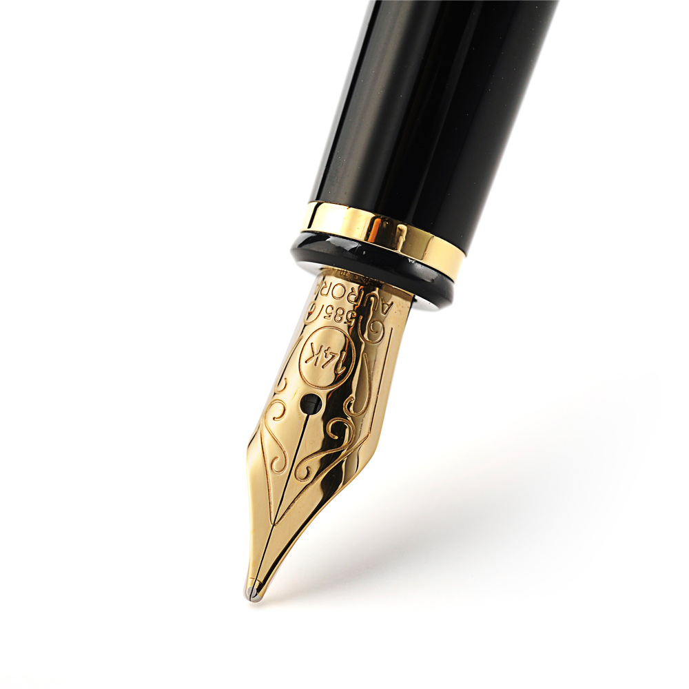Bút máy Aurora 88 Black Barrel Gold Plated Cap 