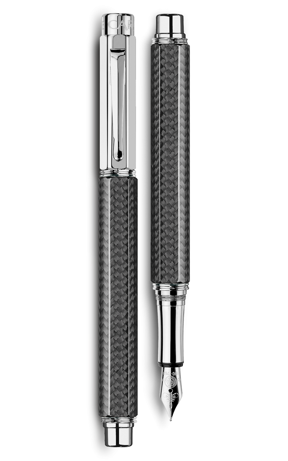 Bút máy VARIUS CARBON silver-plated, rhodium-coated 