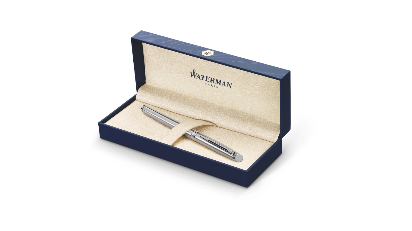Bút máy Waterman Hemisphere 10 vỏ thép cài trắng